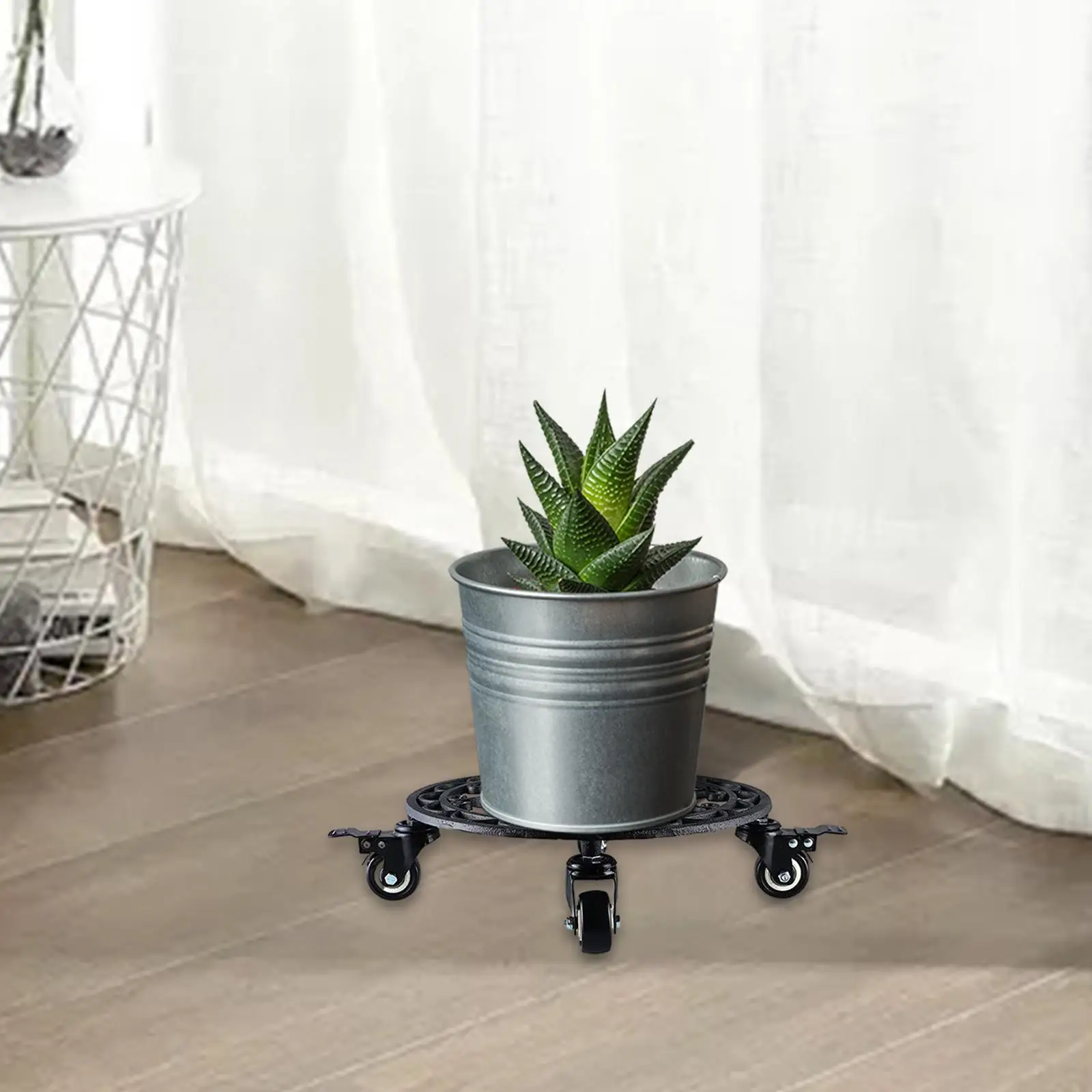 Planter Caddy Potted Planter Stand with Wheels Versatile 360° Rotating Wheels 32.5cm Round for Large Vases, Heavy Trash Bin
