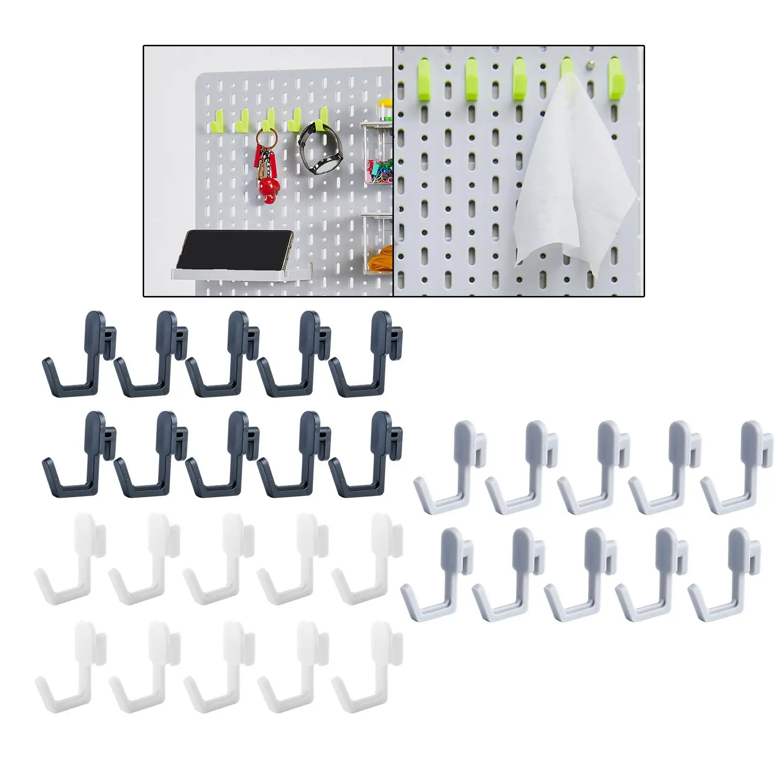 20 Pieces Pegboard Hook Wall Mounted Peg Hook Power Tool Holder Stable Practical for Home Workbench Basement Kitchen Storage