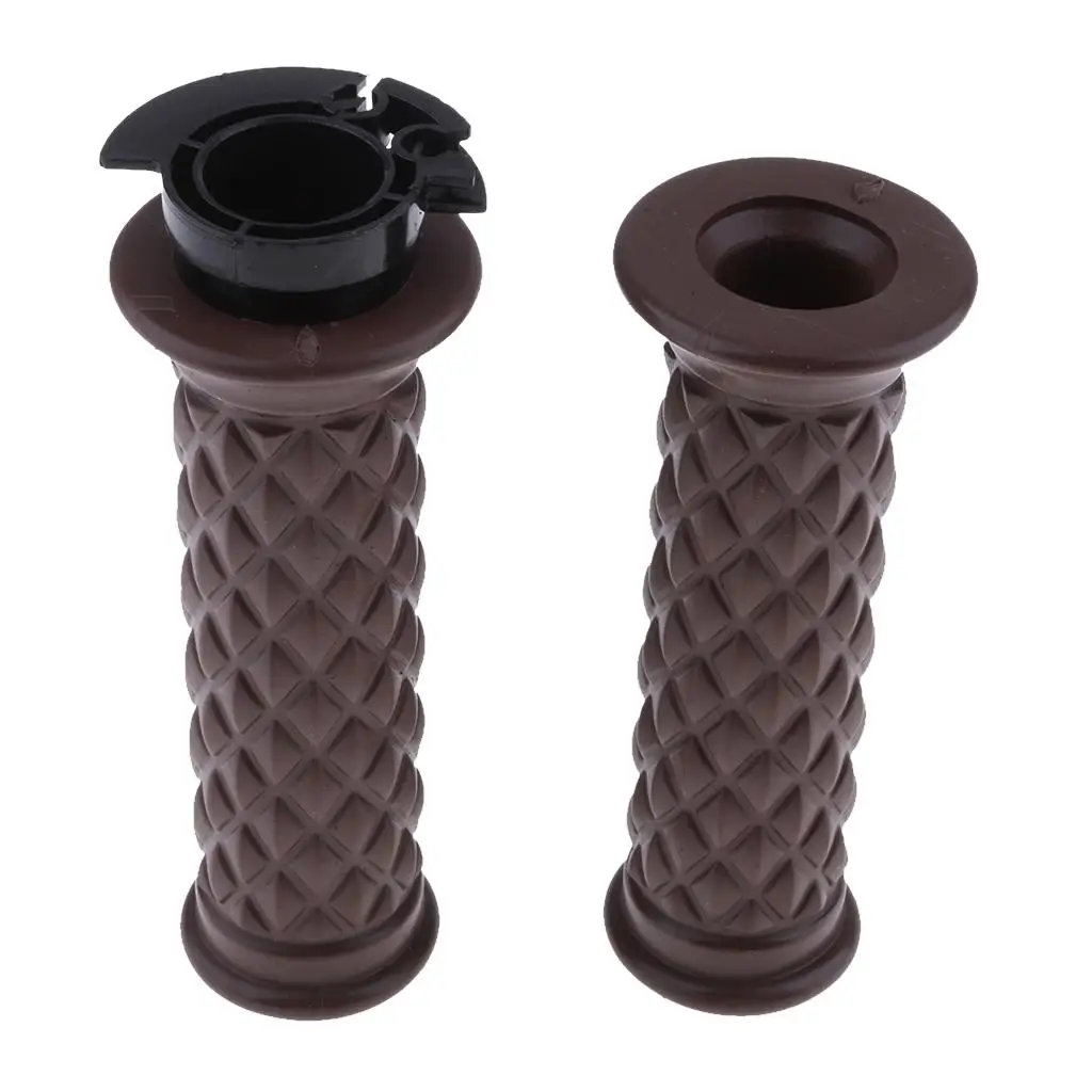 Motorcycle Rubber Handlebar Grips Bar End Thruster Grip 7/8 inch 22mm for  (Brown)