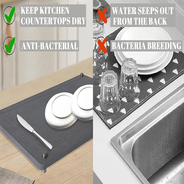 Upgraded Stone Dish Drying Mat Super Absorbent Diatomite Dish Drying Mat  for Kitchen Counter Quick-drying Non-slip for Utensils - AliExpress