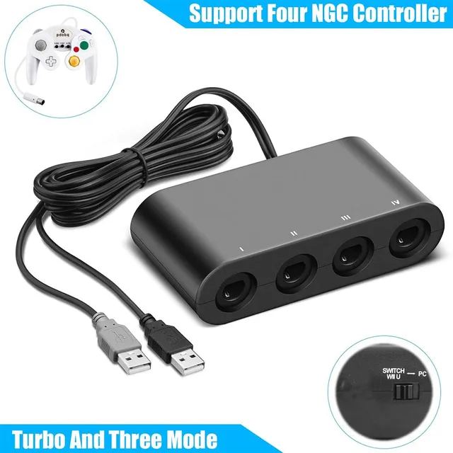 Manette GENERIQUE 4 ports Adaptateur Manette Gamecube Pour Wii U /PC USB/  Super Smash Bros/ Nintendo Switch Qumox