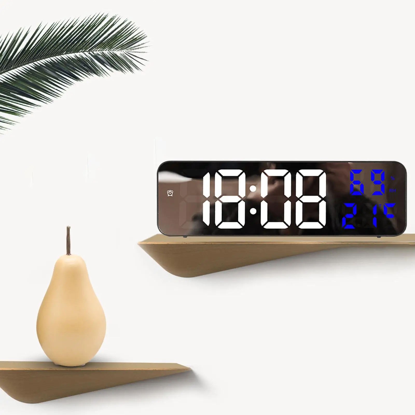 LED Alarm Clock LED Display Temperature Meter Hygrometer 12/24H Wall Mounted Digital Desktop Clock Watch for Office Bedroom Home