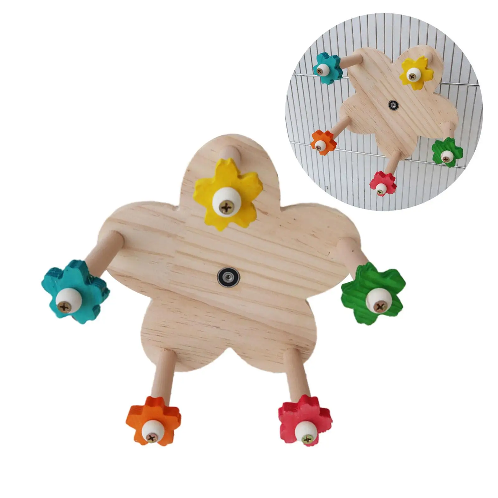 Parrot Perch Wheel Toy Platform Durable Wooden Rotating Perches Toys for Macaws Conures Cockatiels Budgies Parakeet Parrot