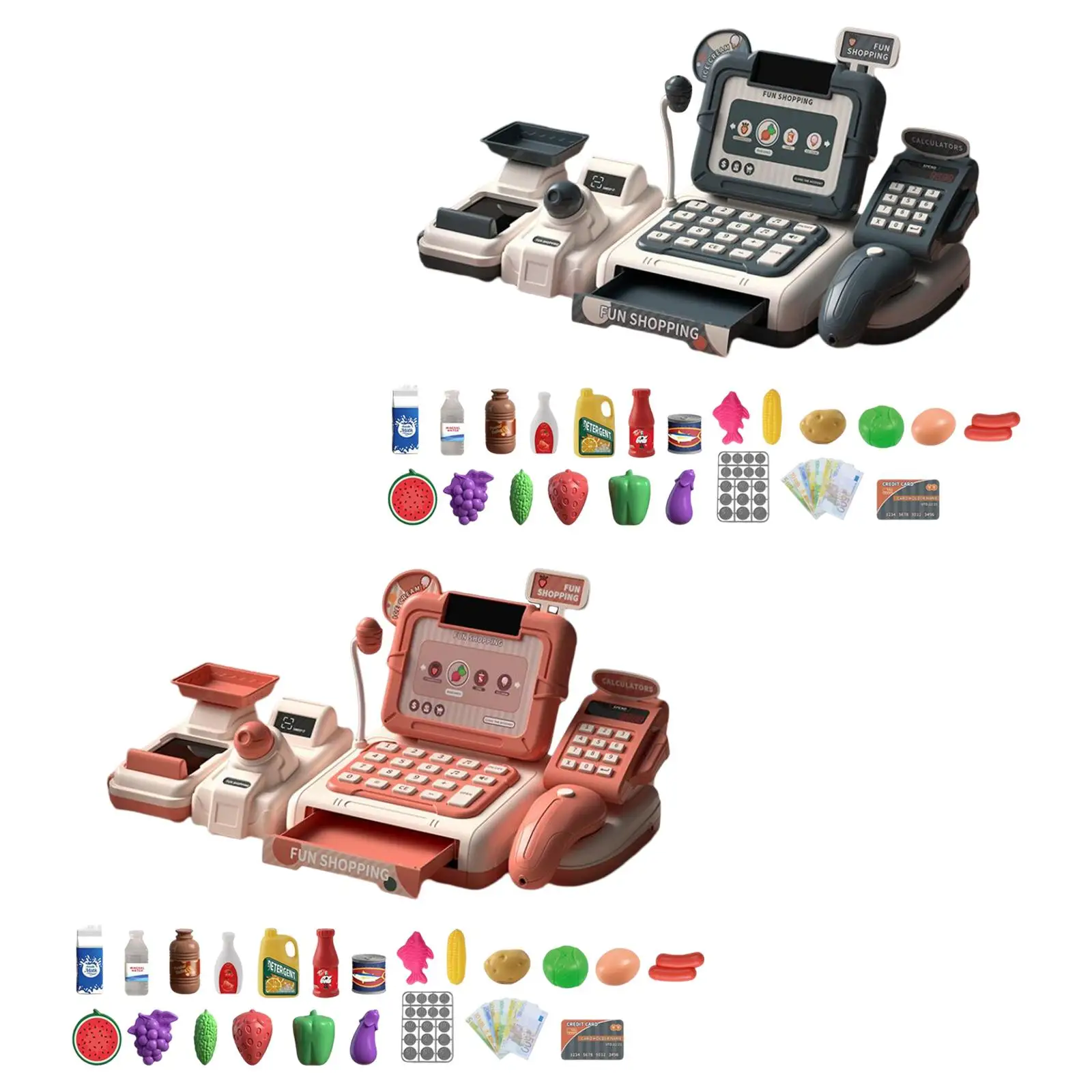 Simulation Cash Register Toy Grocery Store Playset Store Cashier Toys Cash Register Playset for Girls Party Favor