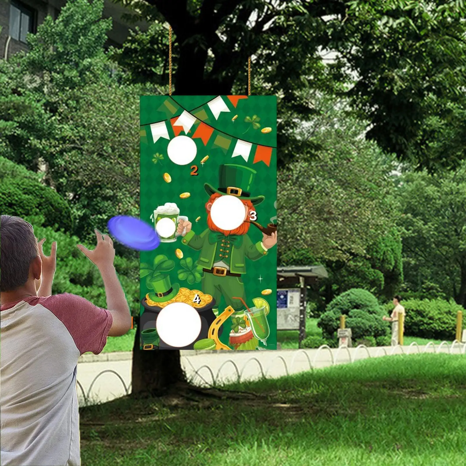 Toss Game Banner Party Game Favors with 3 Sandbag Decoration Reusable Background for Backyard Parties Kids Adults Garden
