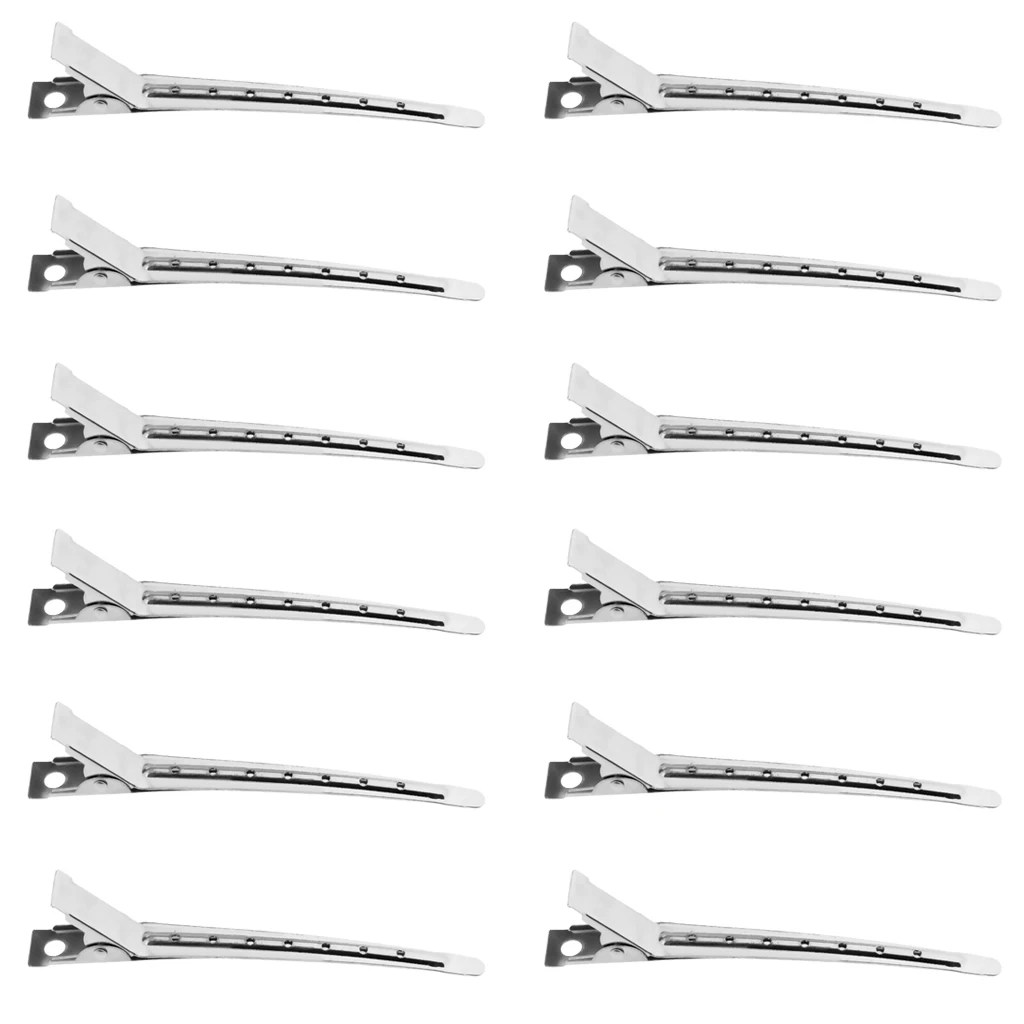12  Stainless Steel  Clips Clamps Hairdressing Salon    Hairpins-Non-Slip