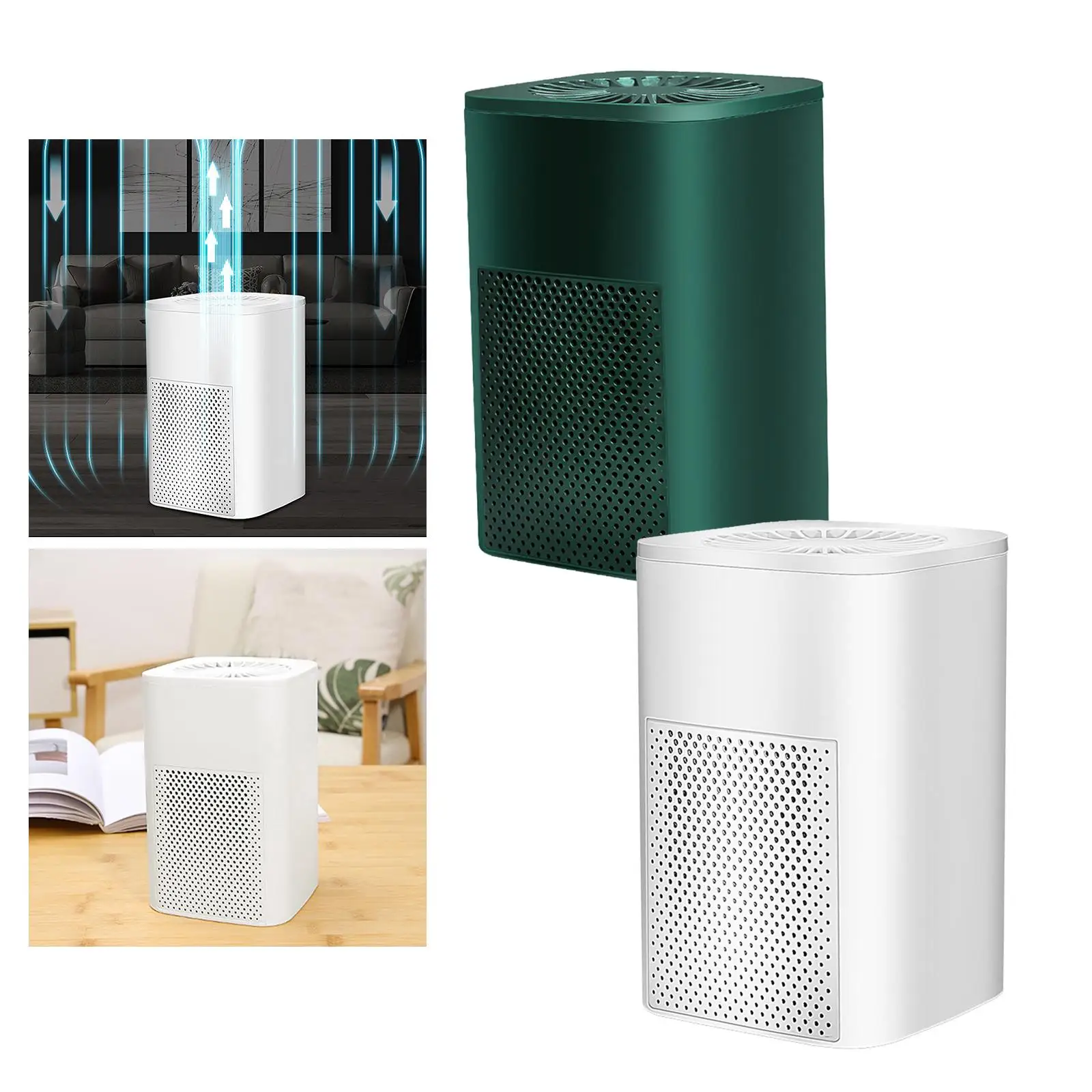 Mini Air Purifier USB Powered 35dB 2 Layer Activated Carbon Quiet Desktop Home Air Cleaner Removes Smoke Germs Particles Dust