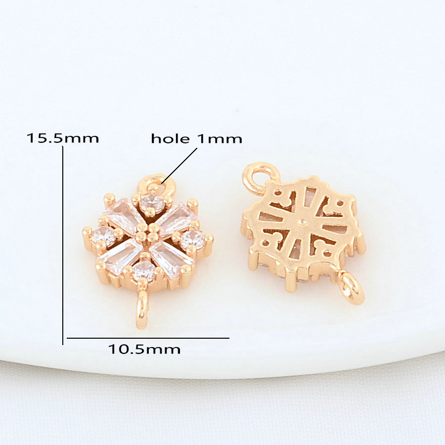 6PCS 12MM 15,5MM 14K Gold Farbe Messing Blumen Stecker Charms Anhänger Halskette Ohrringe Schmuck Machen liefert Zubehör – Detail 6
