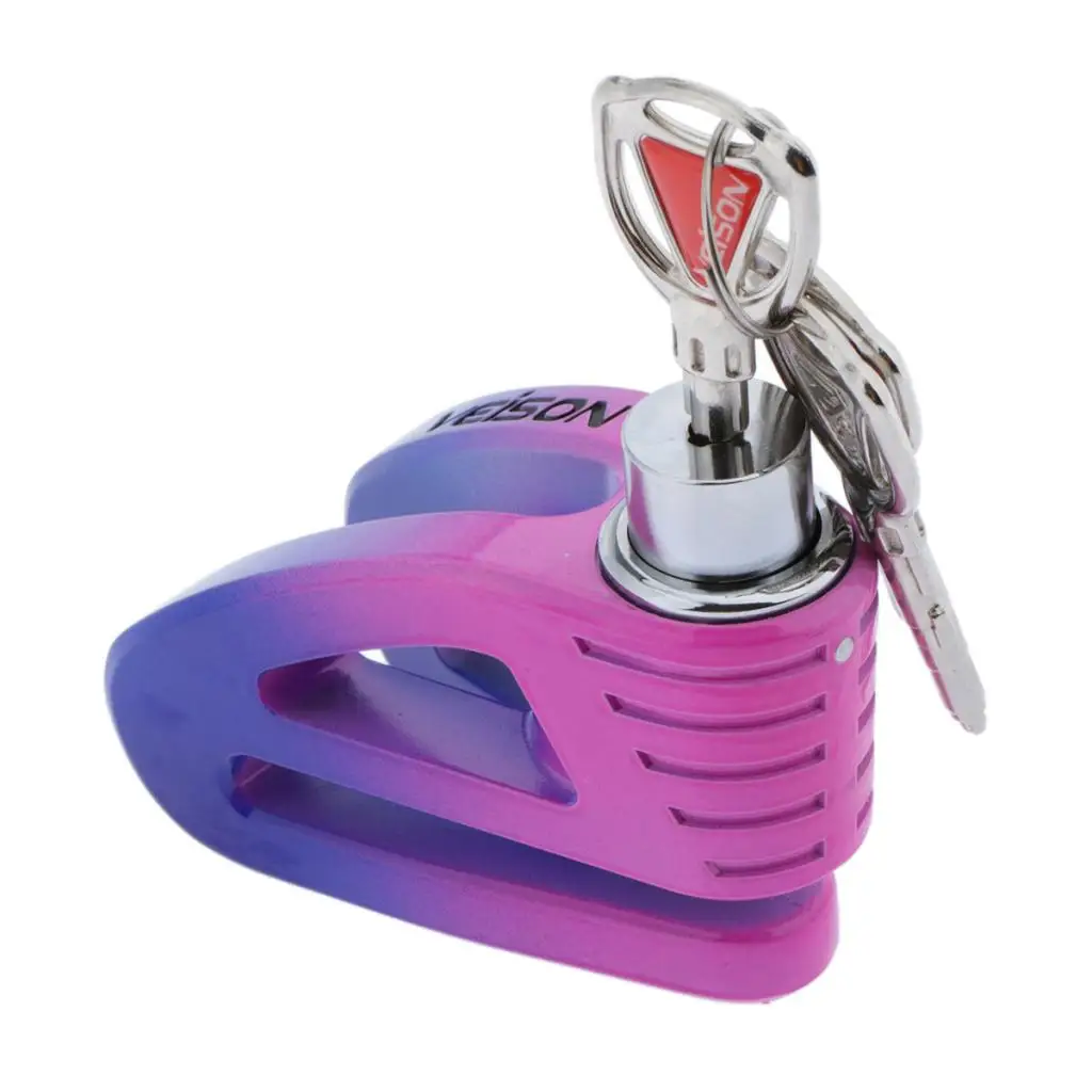 Metal Motorcycle Disc Brake Lock, Anti-Wheel Padlock for Motorcycles Scooter Moped Motorbike (Purple)