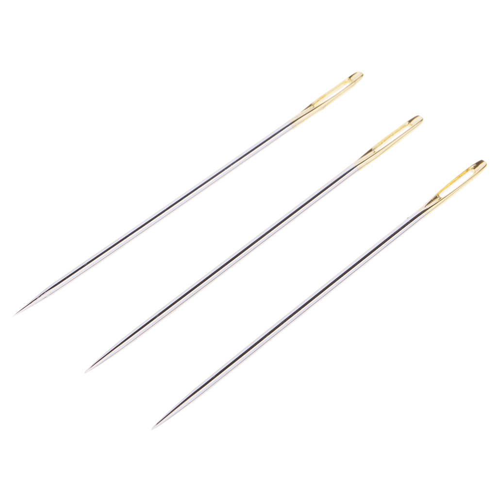 Description Picture 3 of item3 Pieces Extra Long Large Eye Stitching Needles, Steel, Embroidery & Darners Tool, Easy Thread Hand Sewing Needle