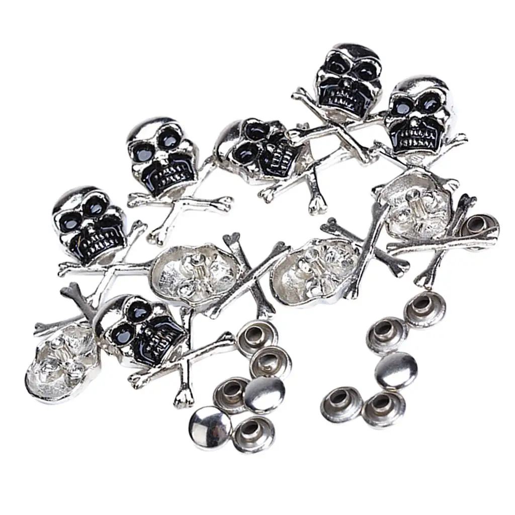 10 Sets of Eyelet Rivets with Skull Crosses, Eyelet Studs, Punk Leather Craft,