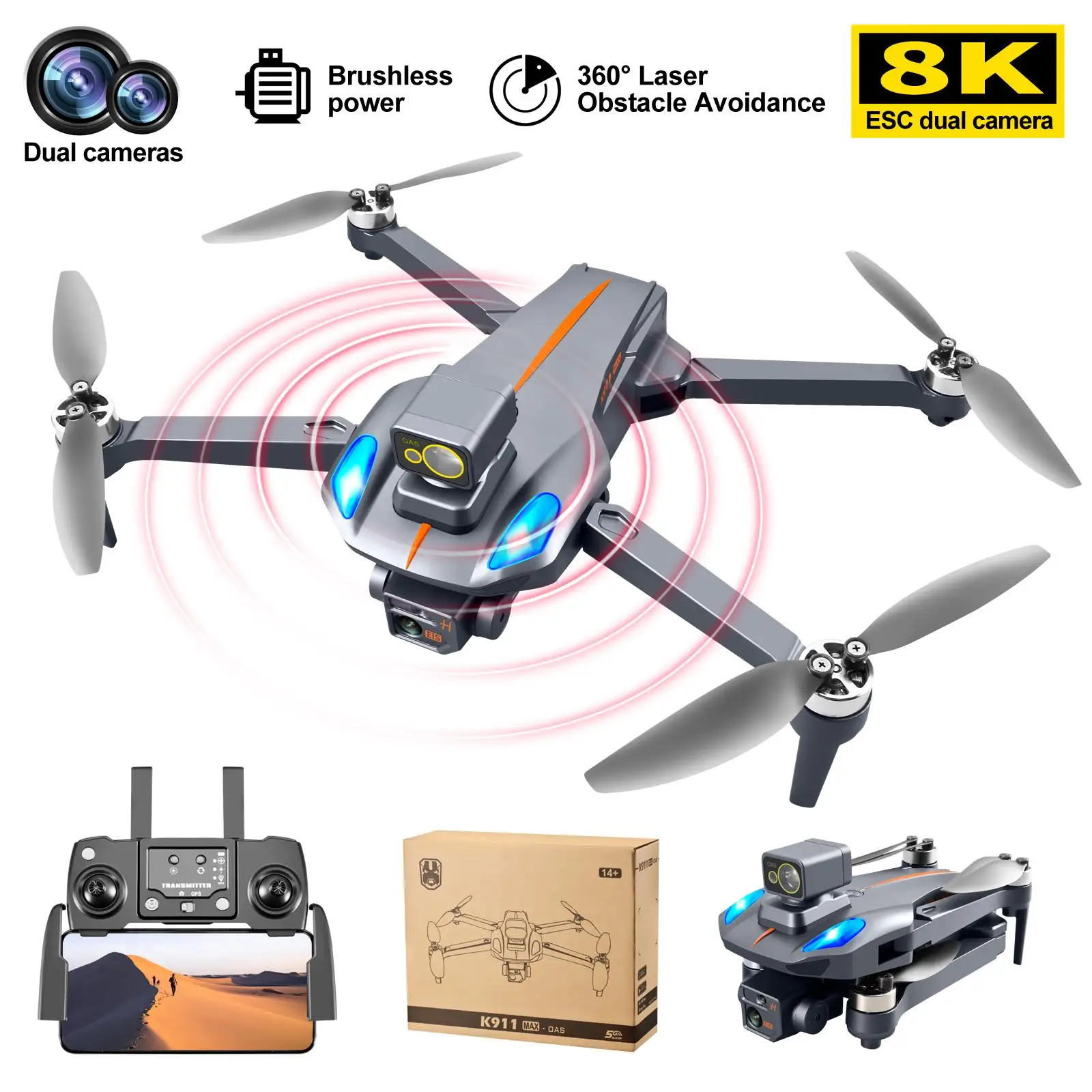 Brushless RC Drone Over-Distance Return 50x Zoom RC Quadcopter for Holiday Gifts - No ObstacleAvoidance