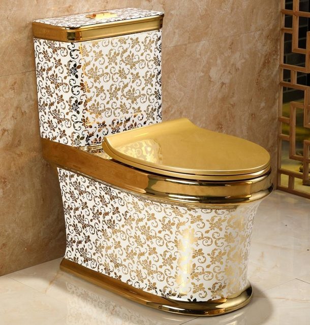 Bathroom Ceramic One Piece Washdown Gold Pattern Diamond Shape Toilet with  Water Fittings - China One Piece Toilet, Toilet