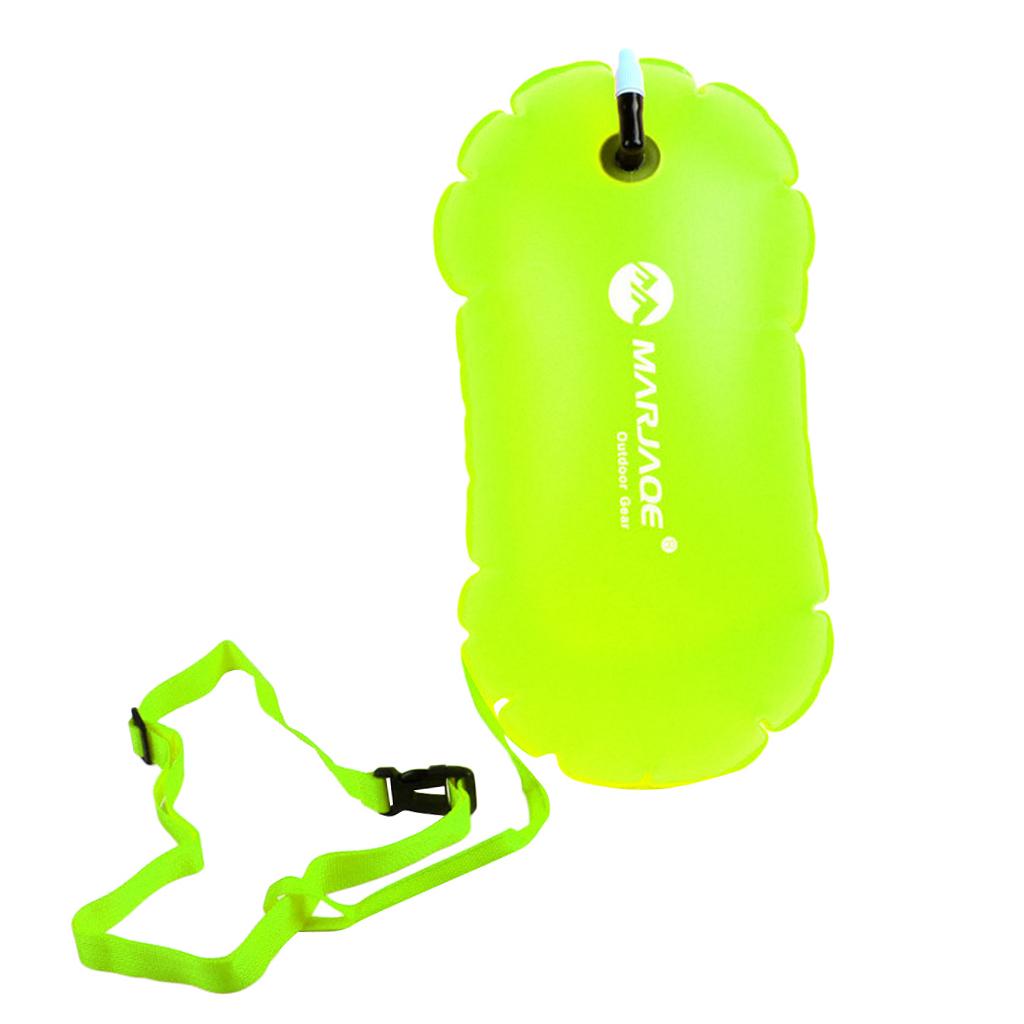 High Visibility Fluo Yellow Swim Bubble Swimming Tow Float Safety Buoy For Open Water Swimmers/Kayakers/Snorkelers/Triathletes