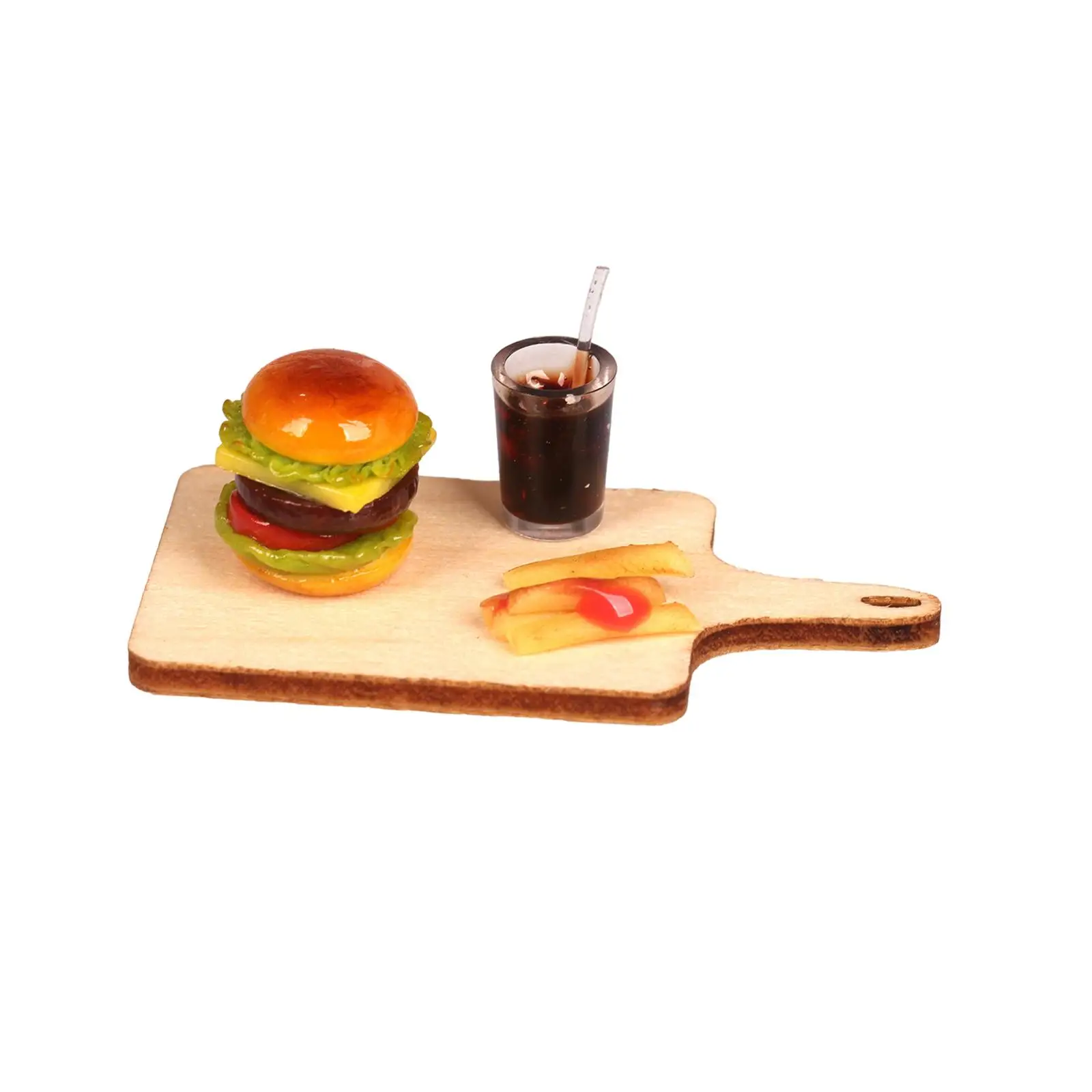 Miniature Dollhouse Accessory Miniature Foods Drinks Toys Simulation Hamburger French Fries Cola Set Model