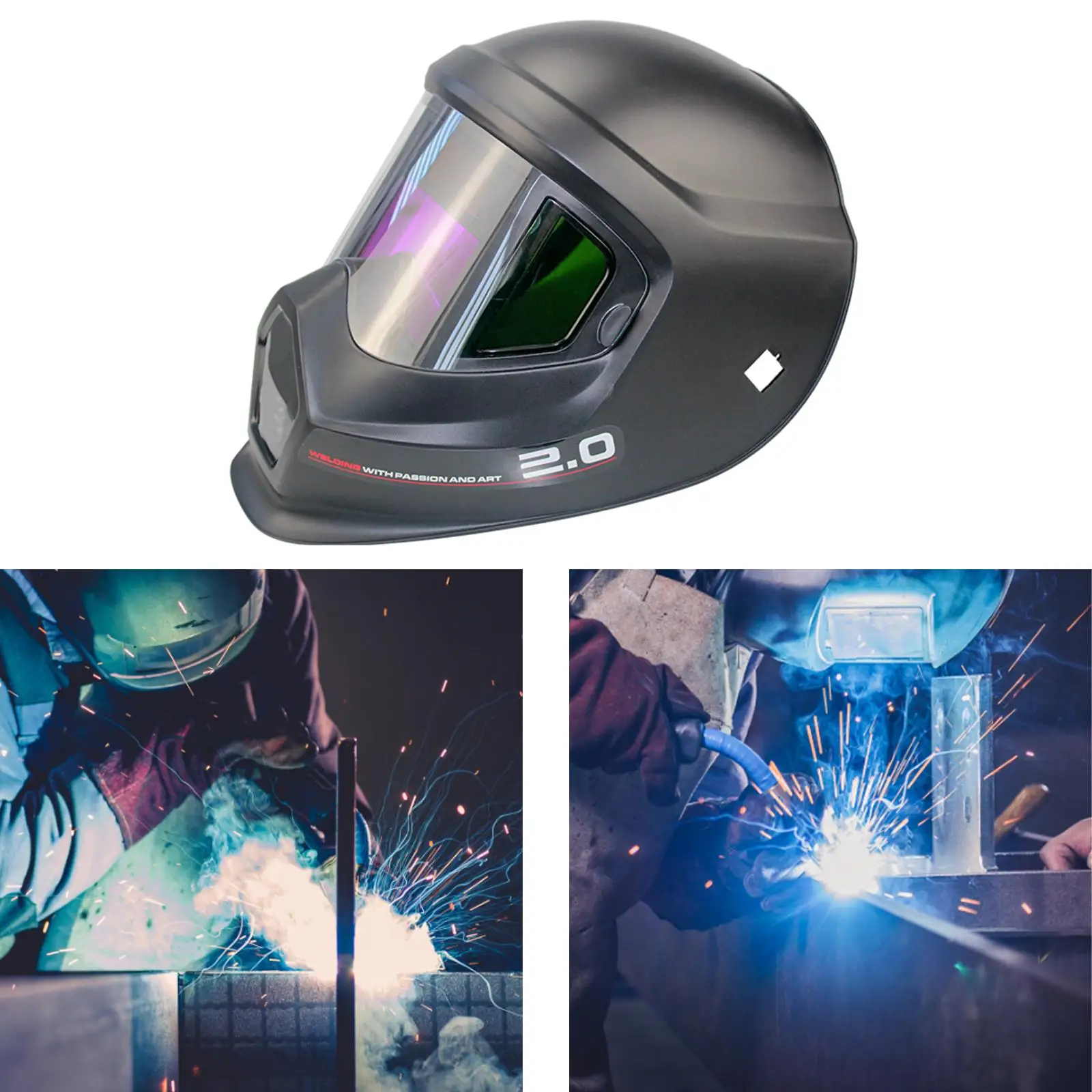 Solar Powered Welding Helmet Wide Shade 9-13 Eye Shield Protect Welder Mask, 2 Arc Sensor