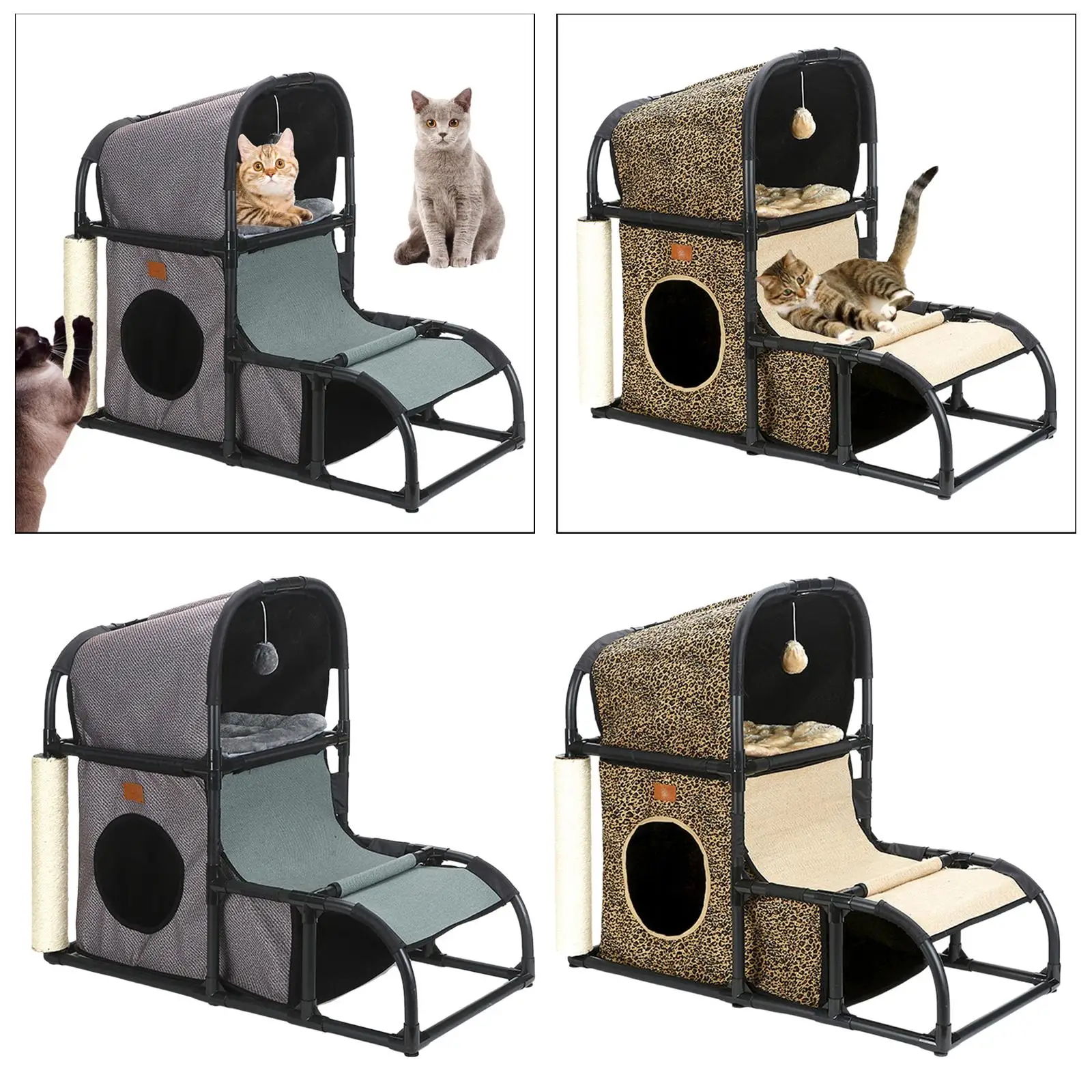 Mult Functional Cat Condo Cat Bed Scratching Toy Climbing Tree with Toys with House for Grind Claws Indoor Cats Kitten