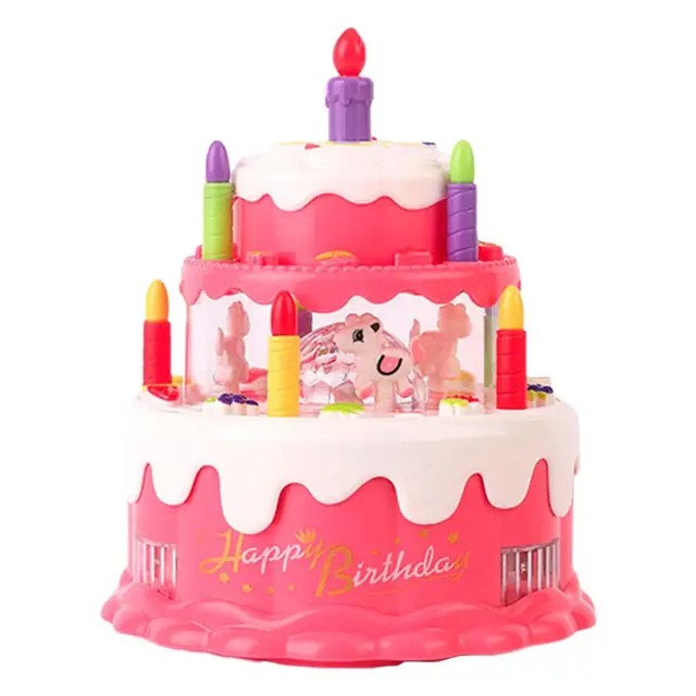 Brinquedo do bolo do jogo clássico com doces e velas com luz e música diy  jogar brinquedo do bolo de aniversário para presentes de aniversário idade  3 + - AliExpress