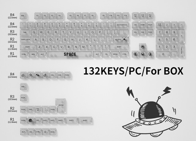 153/132 Keys Space/Cat Theme PC/ABS Keycaps Custom Transparent MDA Profile  Keycaps for Mechanical Keyboard Personalize Keycap - AliExpress