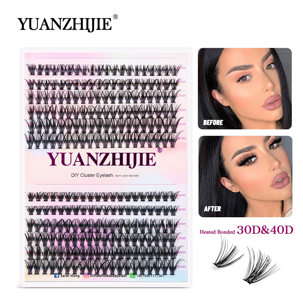 Best of YUANZHIJIE Natural Soft Segmented False Bundles 30D40D DIY Clusters Eyelash Individual Russian C / D Curl 240 Volume Lashes Makeup Reviews & Tips