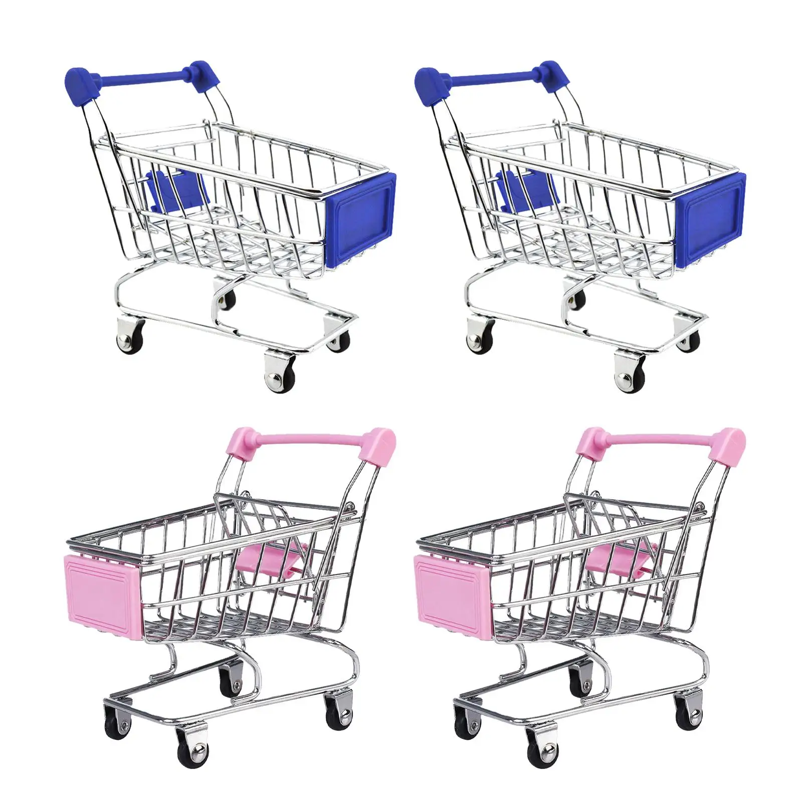 4x Shopping Cart Trolley Toy Desktop Decoration Ornament Decor Handcart