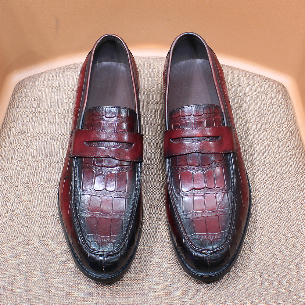 Luxuriöse Penny-Loafer für Herren, echtes Leder, Krokodilmuster, Slip-on-Schuhe für Hochzeit, Party, Kleid, für Herren, Büro, Freizeitschuhe – Detail 8