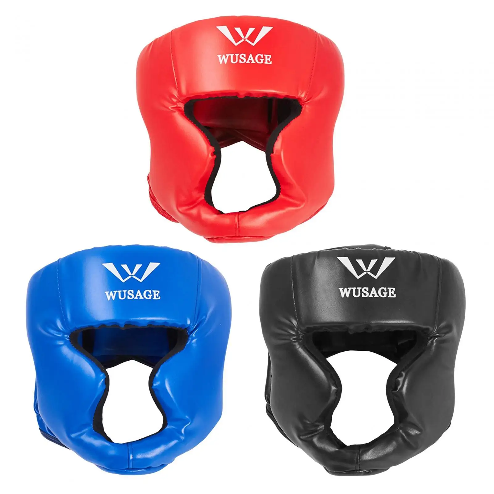 Boxing Headgear PU Leather Breathable Impact Absorption Head Gear for Kickboxing Taekwondo Sparring Wrestling