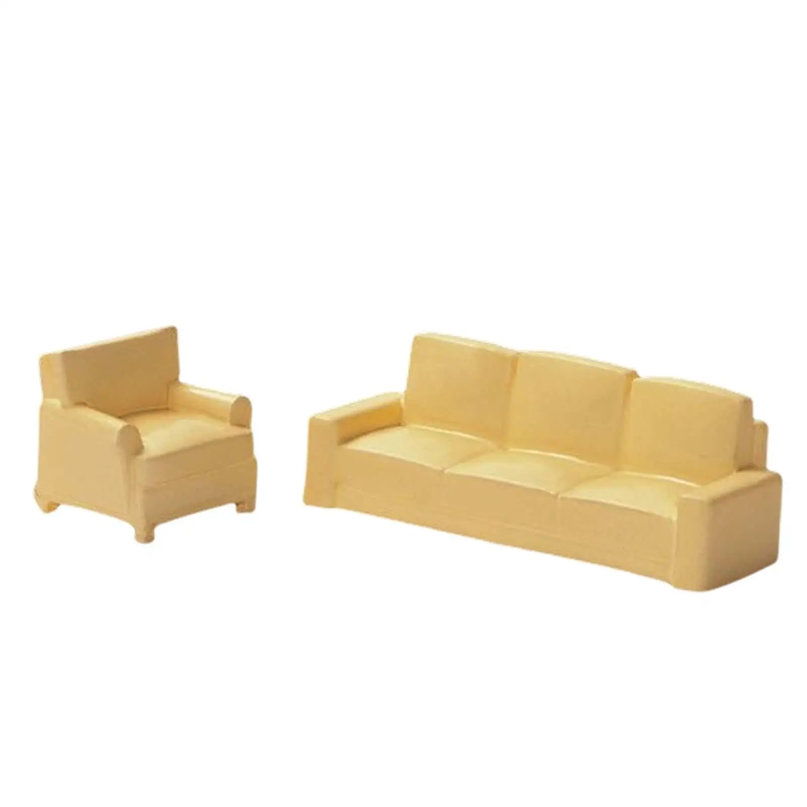 2x Dollhouse Sofa Couch, Handcraft Dollhouse Furnishings, Simulation Mini Furniture for 1/64 Dollhouse Diorama