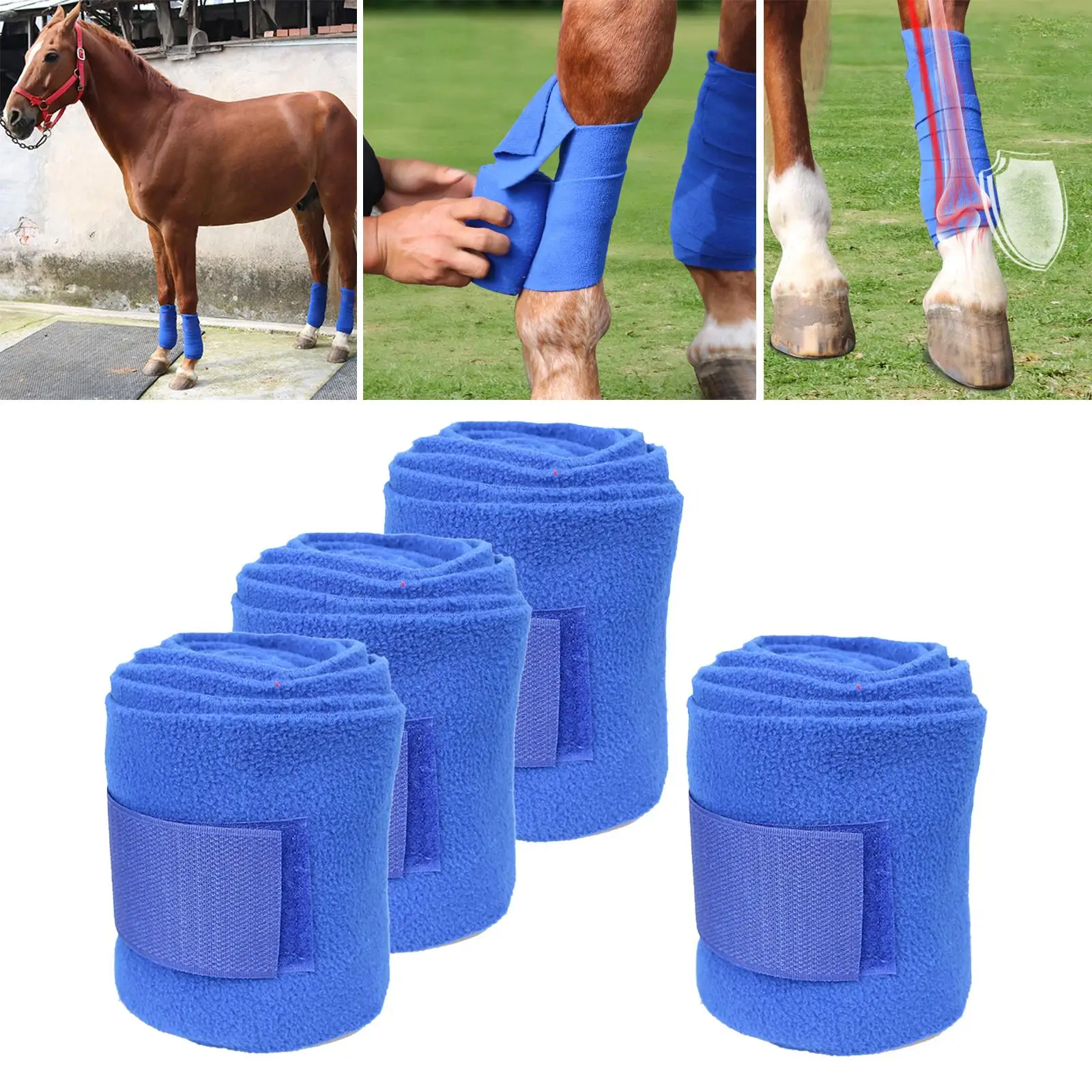 4pcs Horse Leg Wraps Soft Fleece Horse Splint Support Horse Leg Boot Protection Support Wrap Equestrian Accessories