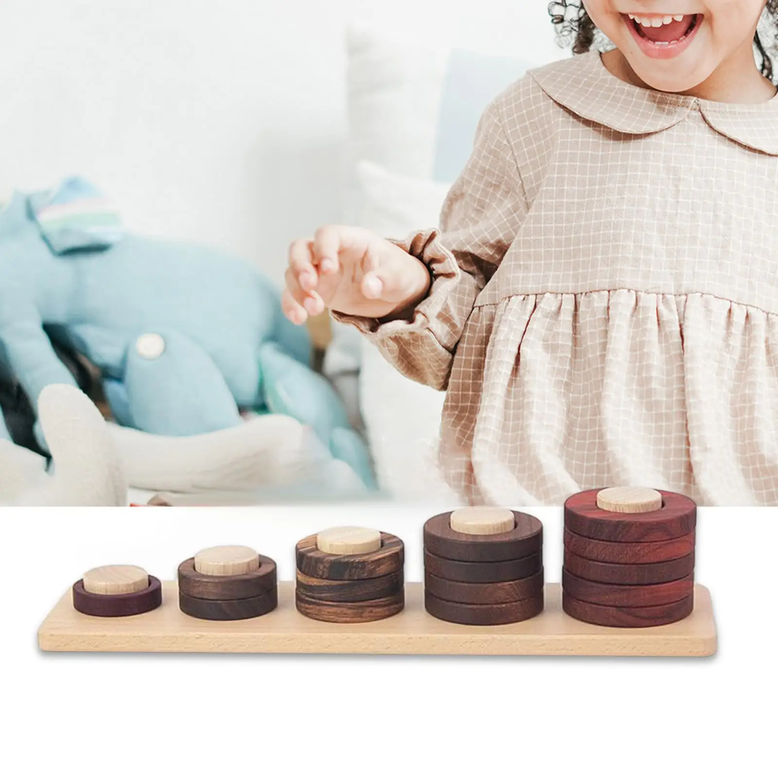 Wooden Stacking Toys Sensory Toys Early Educational Learning Toy Round Blocks for Girls Boy Children Toddlers Birthday Gifts