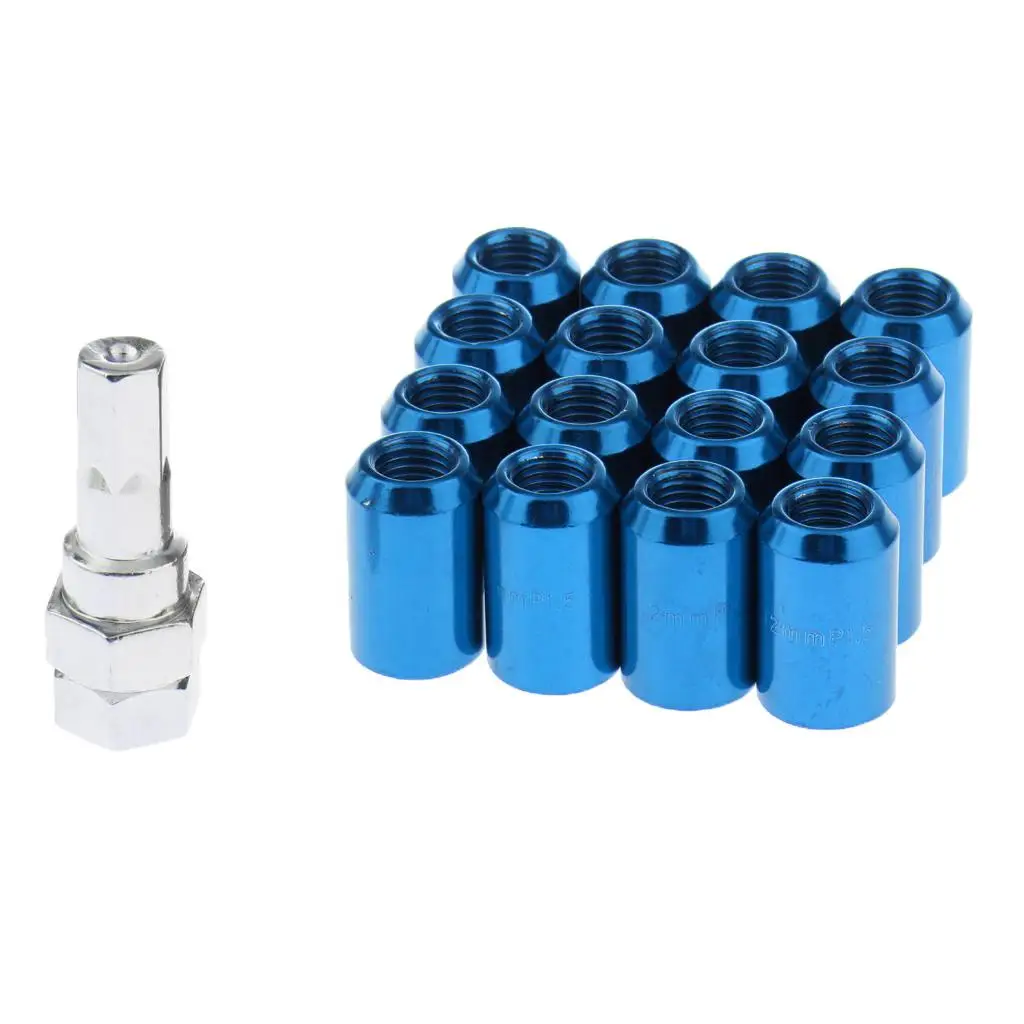 16 Piece Wheel Lug Nuts With 1 Key Acorn Wheel Nut Locks Open 12x1.5 Red