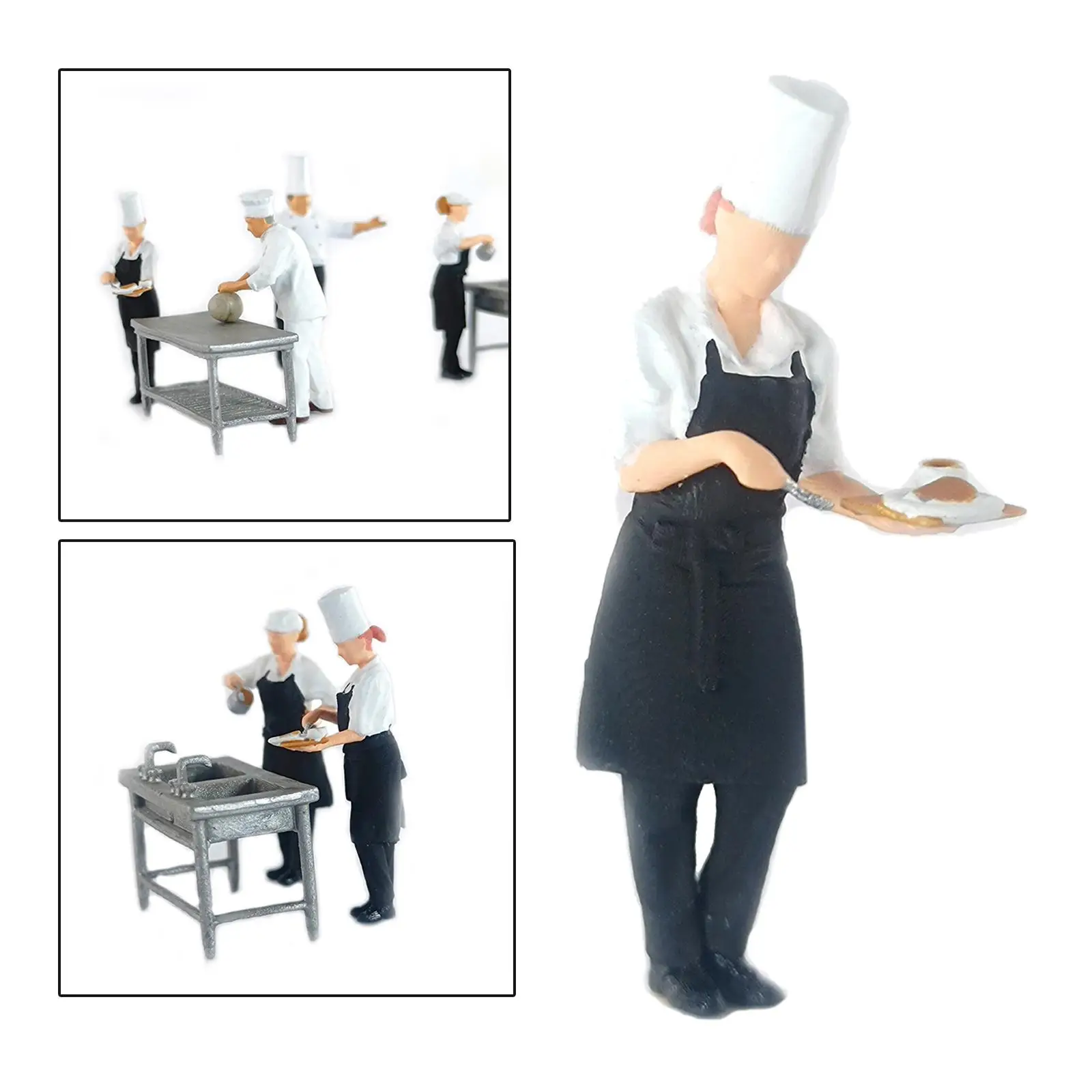  People Figures Restaurant Chef Figurines for Miniature Scenes