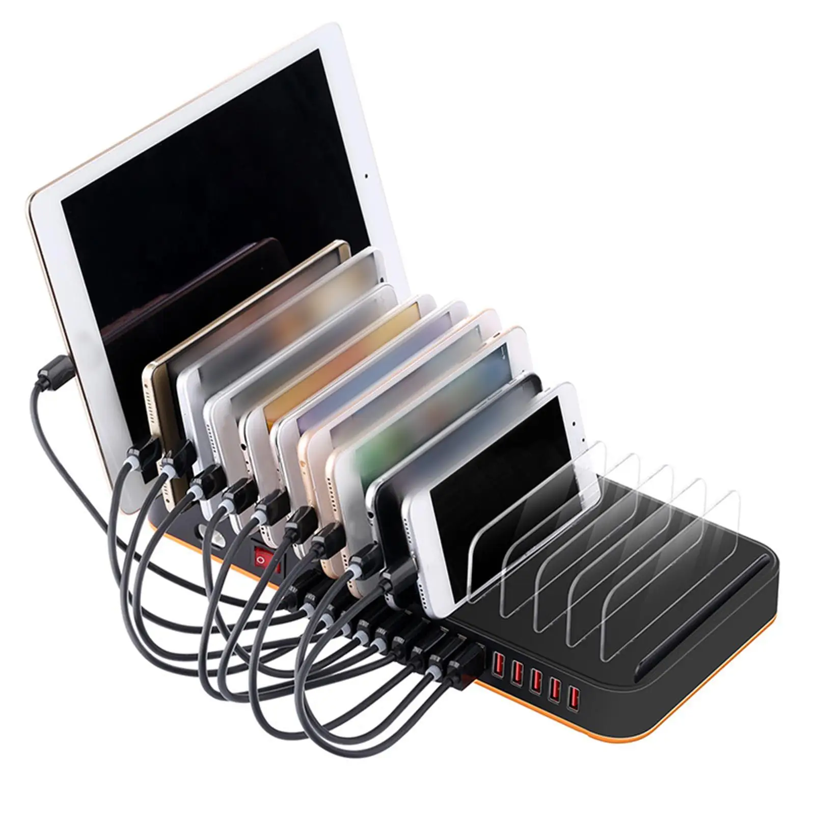 USB Charging Station with Phone Stand 100W Multi USB Charger for Phones