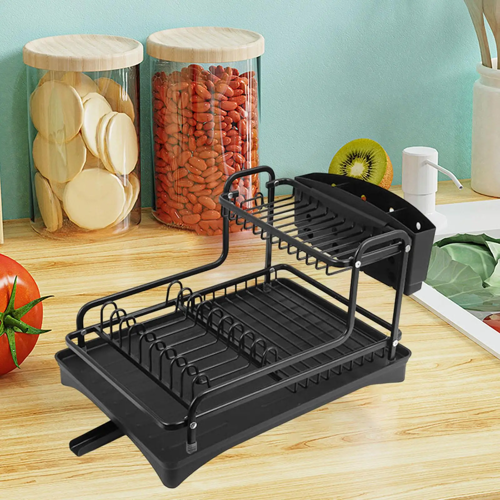 Dish Drying Rack Cleaning Brush Holder Kitchen Organizer for Countertop
