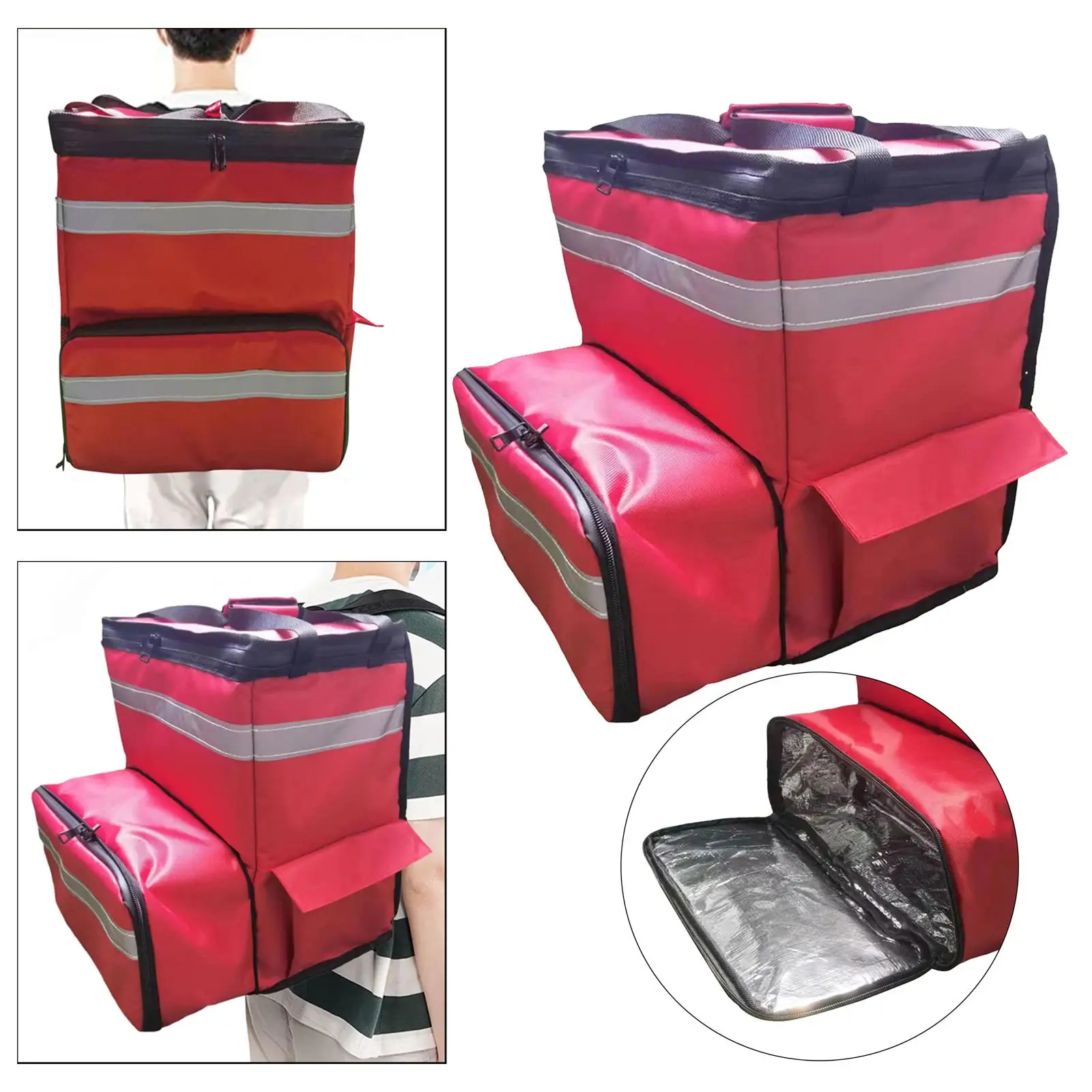 Food Delivery Backpack Cup Holders Leakproof Hot and Cold Thermal Food Bag for Beach Camping Hot or Cold Food Outdoor Car