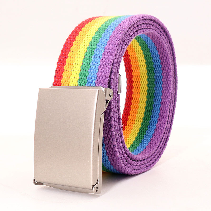 3.8X120cm Simple Design Stripe Rainbow Style Male and Female Students Youth Casual Canvas Jeans Women Belt Clothing Accessories