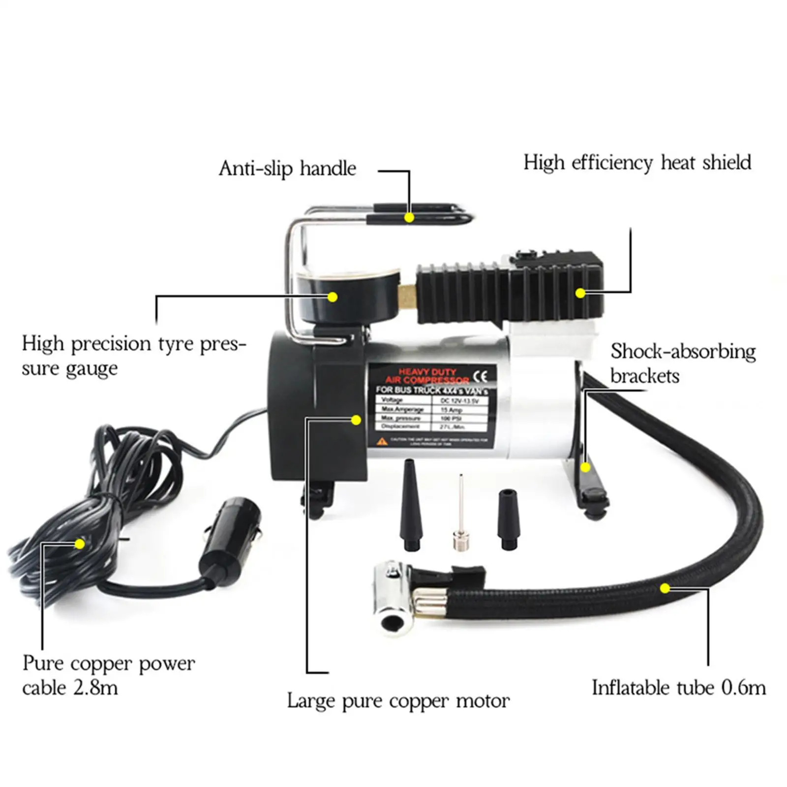 Tire Inflator Portable Handheld Charging Pump Compact Car Inflatable Pump Electric Air Compressor for SUV Trucks Van Cars