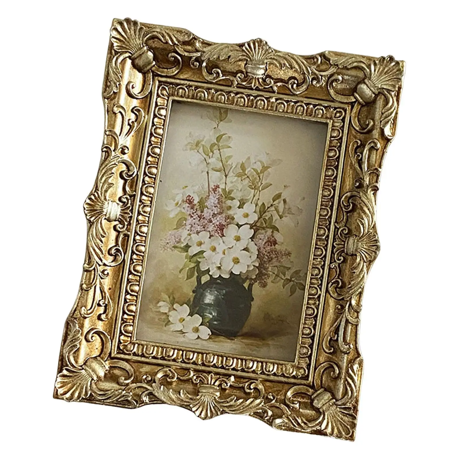 Vintage Style Photo Frame Picture Holder Desktop Picture Frame Ornate Tabletop Hanging for Home Wedding Bedroom Decor Gift