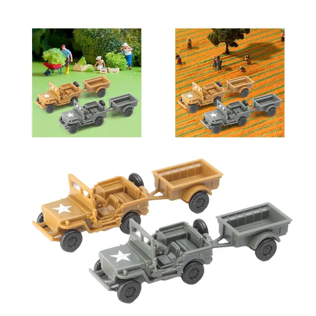 Set of 2 Plastic 4D Mounting Model 1:72 Truck with Trailer Play