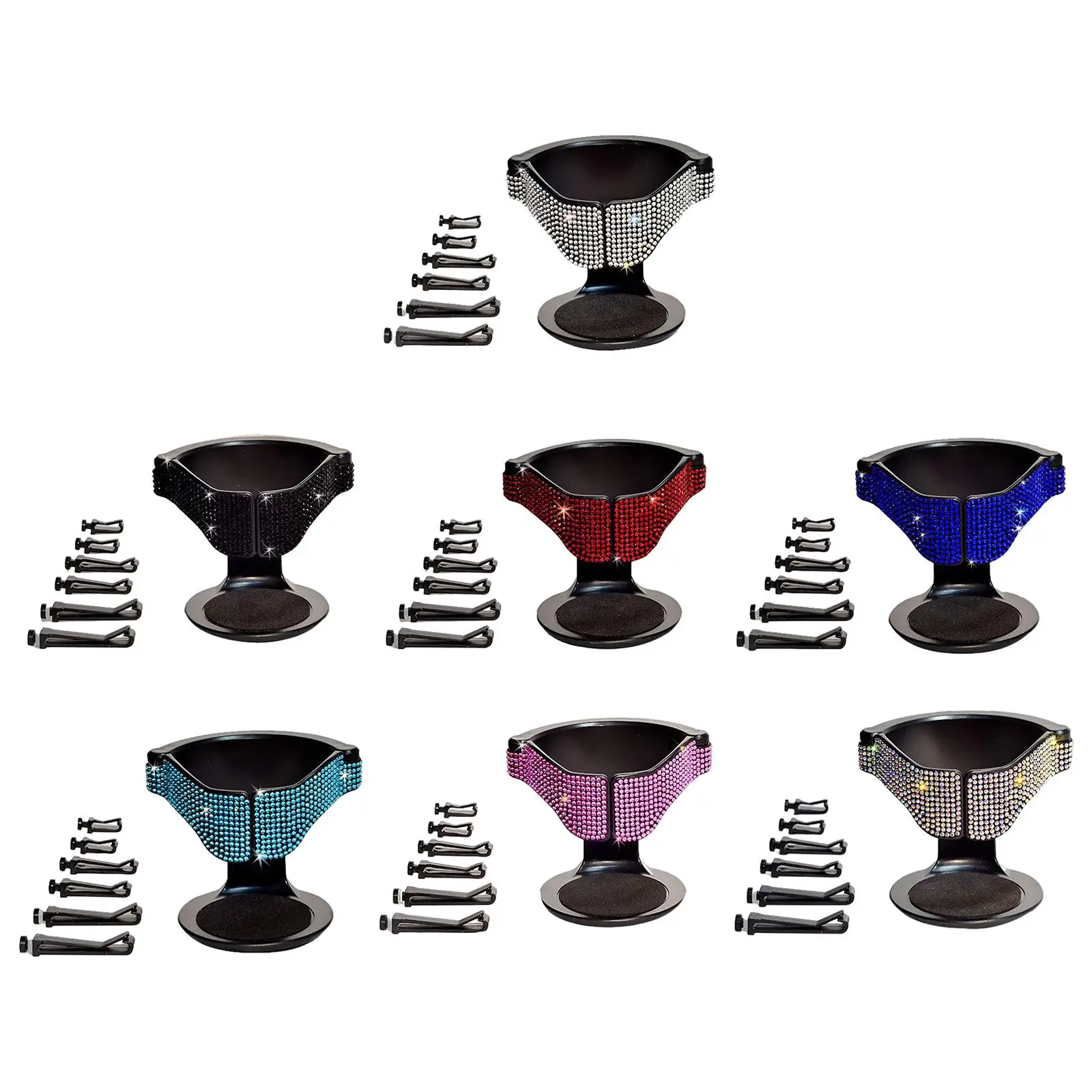 Multifunctional Car Cup Holder Water Bottle Bracket with Shiny Rhinestones