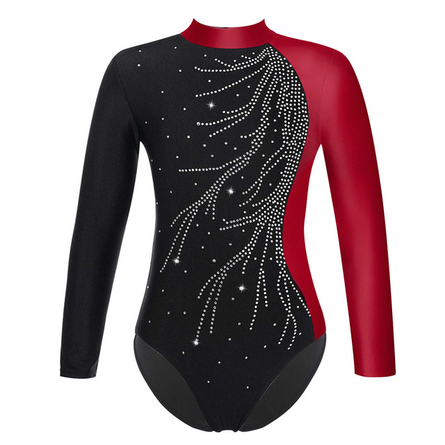 Sinoem Justaucorps Gymnastique Fille - Manches Longues Dégradé Multicolore - Pour Danse Ballet 3-12 Ans