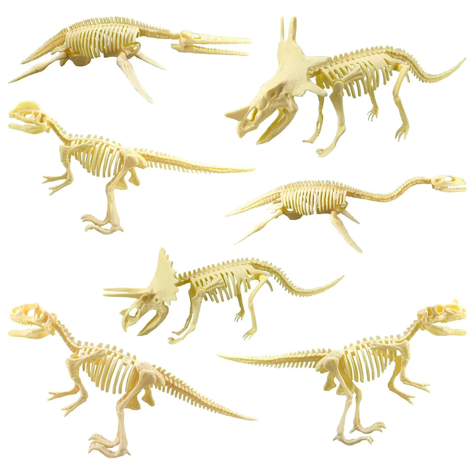 7 Pieces Simulation Dinosaur Skeleton Carfts Collection Party Favor Assorted Bones Figures Toys Model Toys for Children Gifts