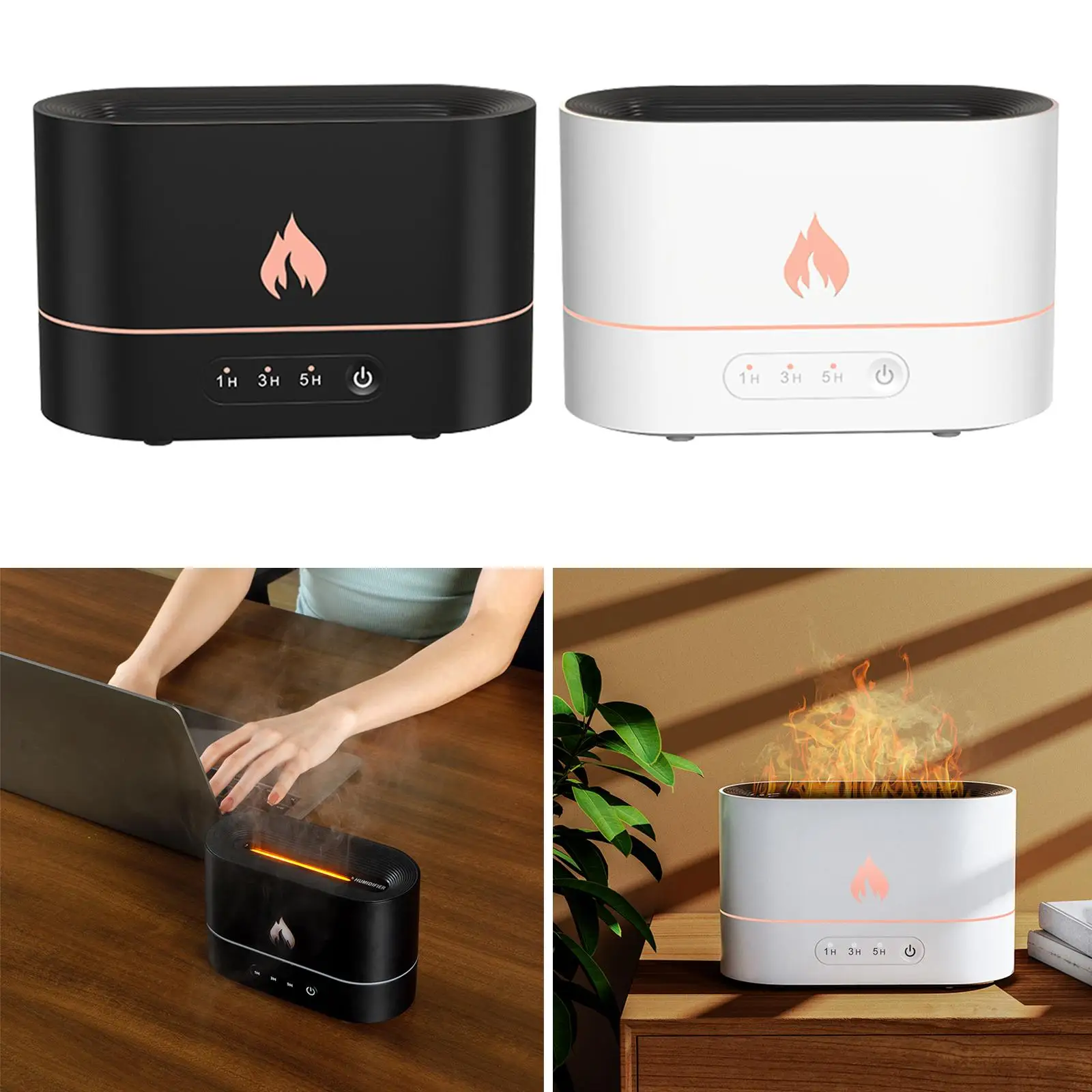  Air Humidifier Auto-Shut Off 3D Flame  Aroma Aromatherapy Diffuser USB Silent for Living Room Desktop Yoga  SPA