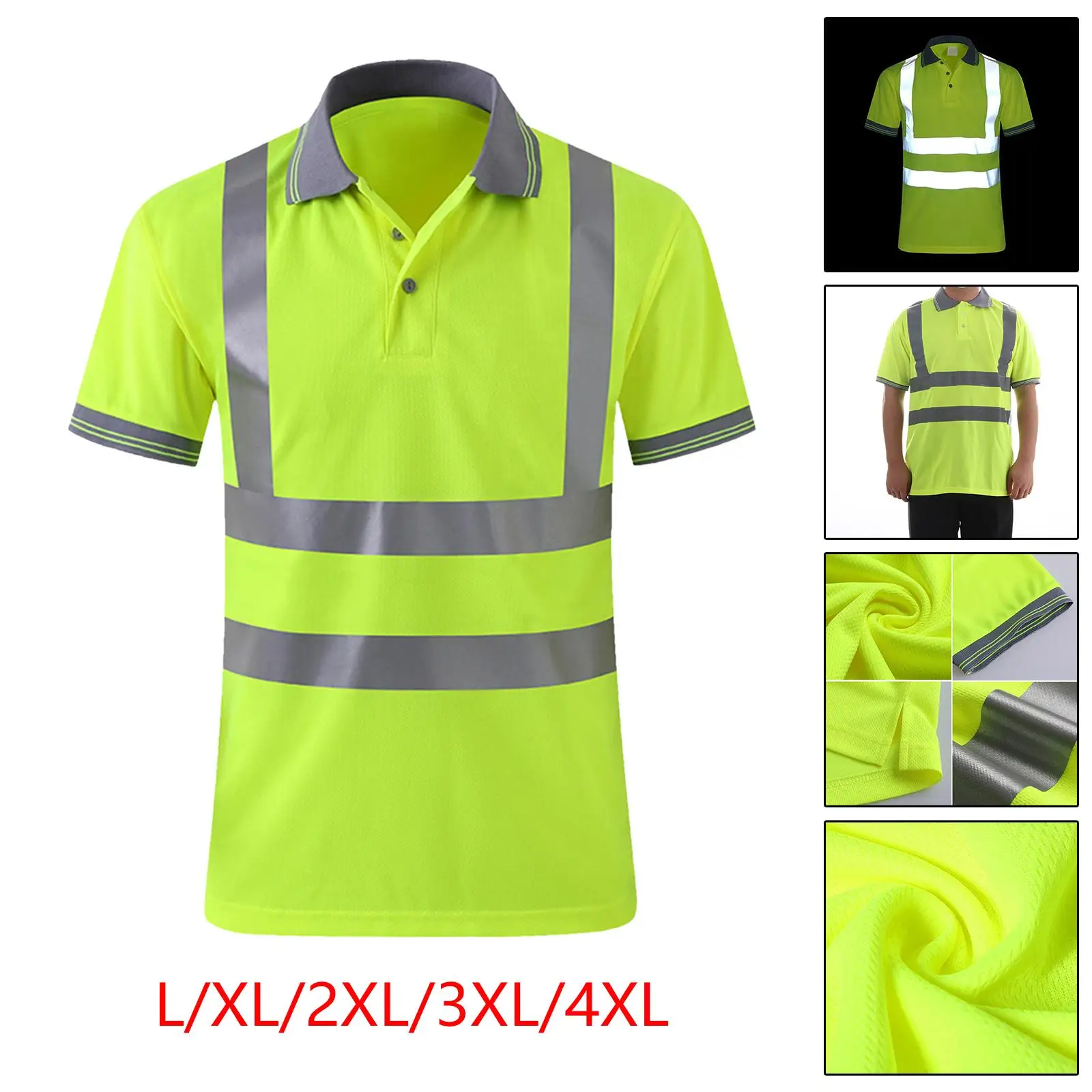 Reflective Construction Shirts Quick Dry Lightweight Safety Workwear Work Wear Shirts for Night Work Warehouse Road Women Adults