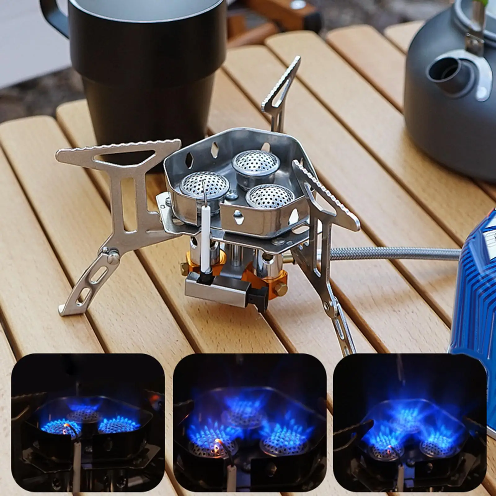 Camping Gas Stove Lightweight Collapsible Mini Cookware Cooking Tool Durable Adjustable for Outdoor Trekking Picnic Fishing