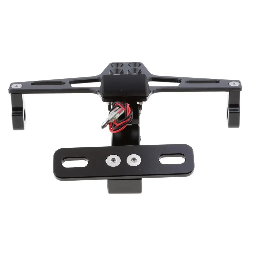 Motorcycle Adjustable License Number Plate Frame Holder Bracket with LED Light for Yamaha Honda Suzuki 