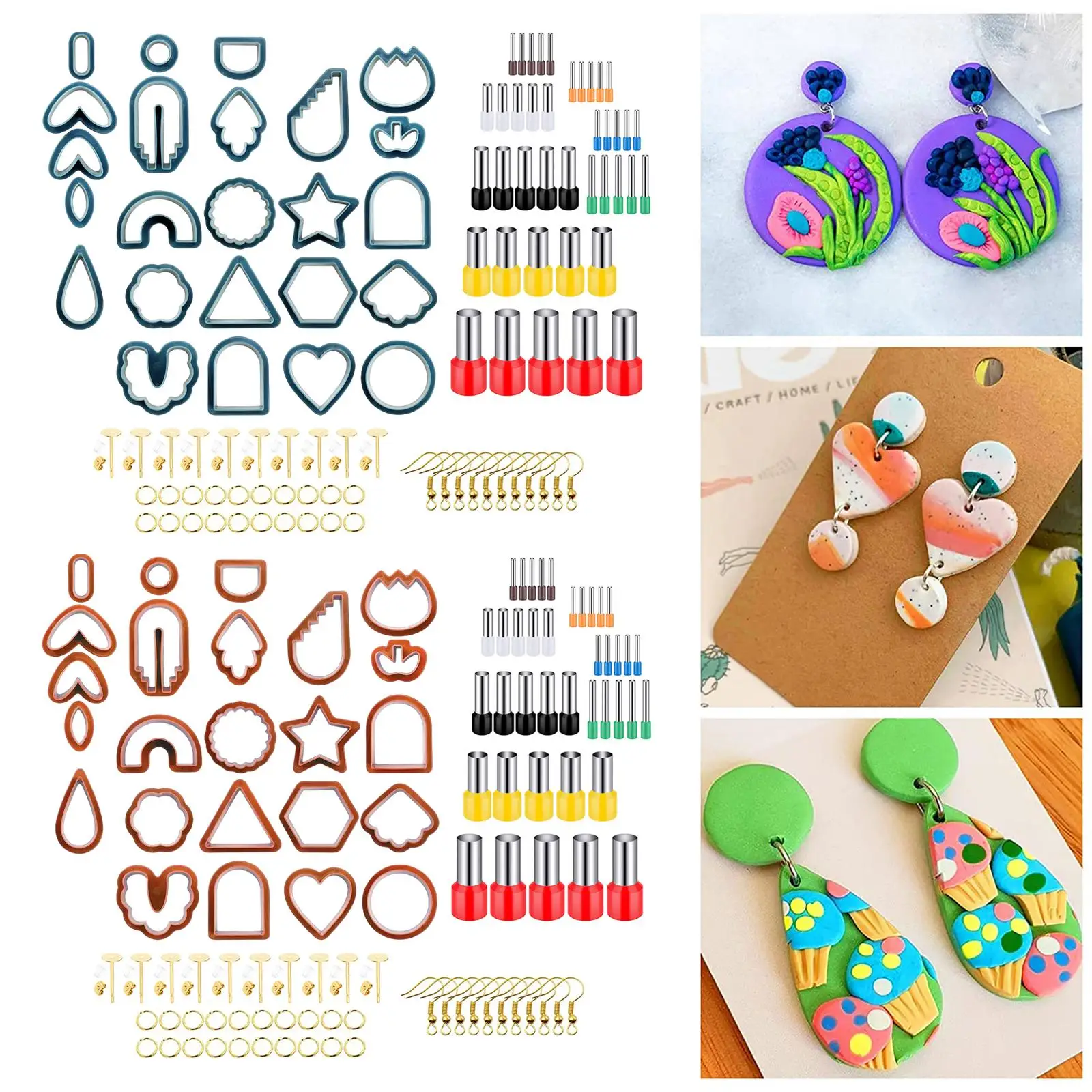114x Polymer 24 Different Shapes Earring Cutter Handmade 20 Earring Jump Rings DIY Craft Earrings Accessory