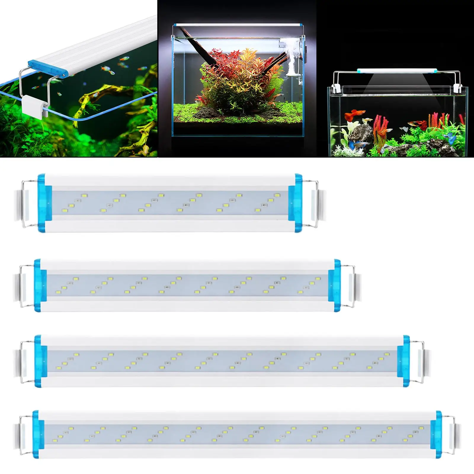 Aquarium LED Light Super Slim Fish Tank Aquatic Plant Grow Lighting Extensible Waterproof Clip on Lamp Reef Coral EU Plug