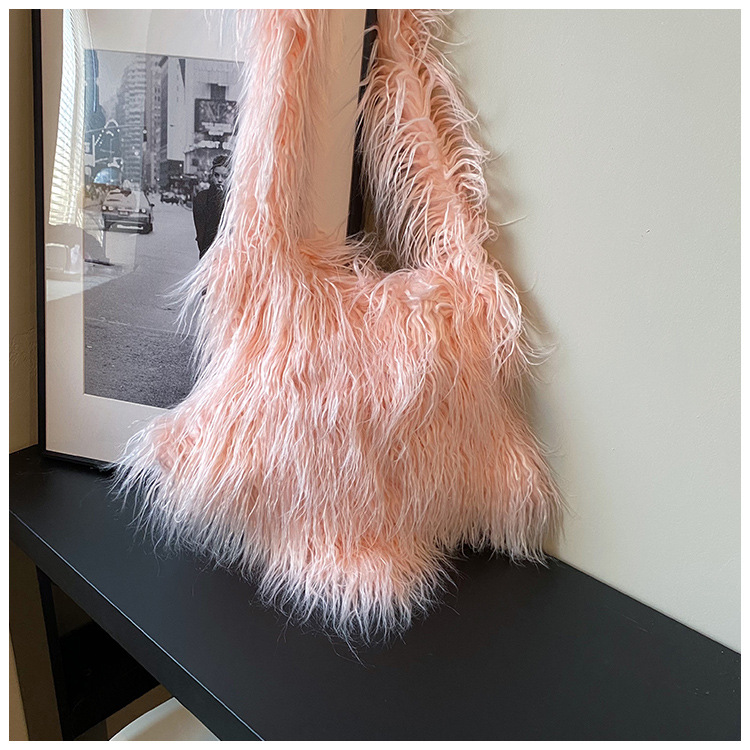 Vintage Plüsch y2k Sterne Damen Umhängetaschen Mode Luxus Kunst pelz Frauen Umhängetasche süße coole einfarbige weibliche Handtasche – Detail 20