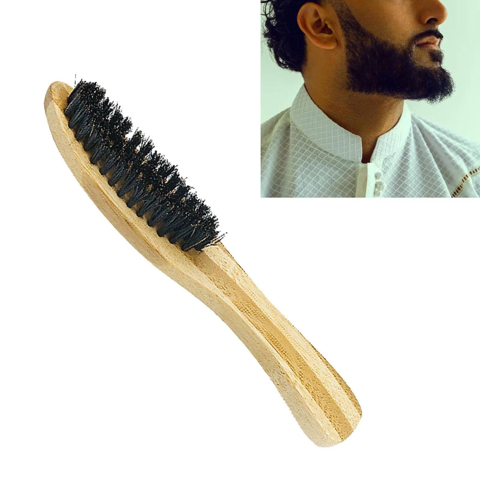 Beard Brush Shaving Comb Strong Male Mustache Brush Facial Hair Brush Nylon Bristles Hair Styling Tool for Improving Texture Men